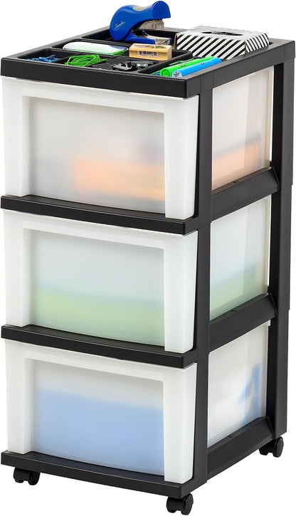 IRIS USA 3-Drawer Rolling Storage Cart, office essentials, classroom items - Image 8