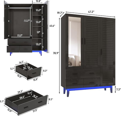 jiteentarou 3 Door Armoire Wardrobe Closet Cabinet - Image 2
