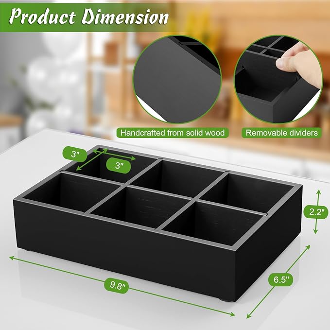 DRASTAR Tea Bag Organizer, Tea Bag Drawer Organizer, Wooden Tea Bag Holder - Image 3