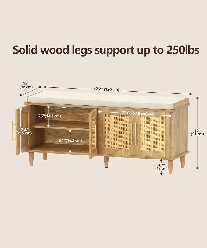 Akxomel Rattan Shoe Storage Bench - Image 3