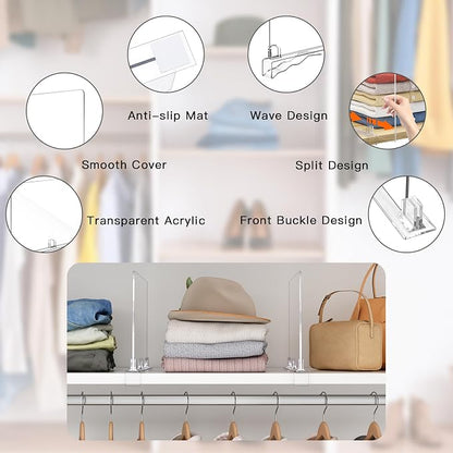 Fixwal 12 PCS Detachable Acrylic Shelf Dividers - Image 4
