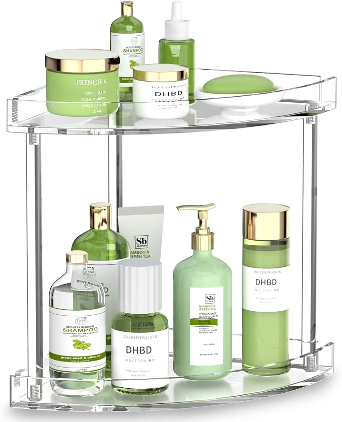 NPPLUS 2 Tier Acrylic Bathroom Counter Organizer, 2-Tier Corner Storage Shelf by NPPLUS