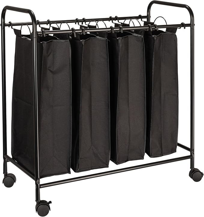 Household Essentials Rolling Laundry Sorter, 4 Bag Laundry Sorter Cart by HouseholdEssentials