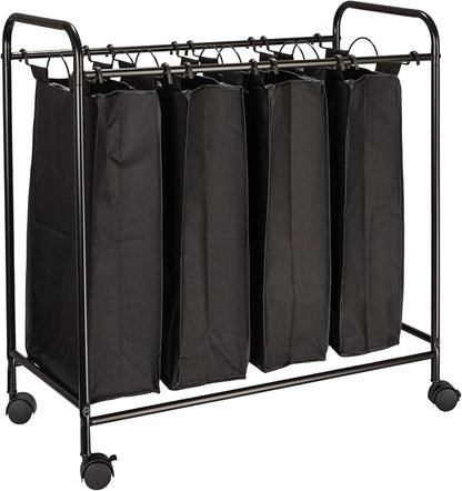 Household Essentials Rolling Laundry Sorter, 4 Bag Laundry Sorter Cart by HouseholdEssentials