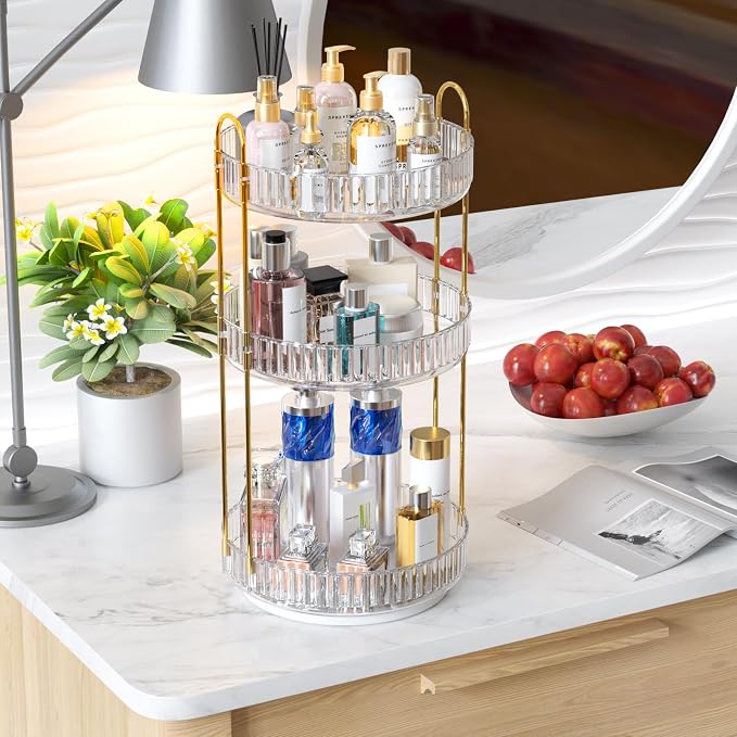 GTI 360°Rotating Makeup Organizer, 3 Tier Large Capacity Perfume Cosmetics - Image 6