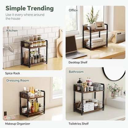 Simple Trending Countertop Shelf Organizer, 2 Tier Kitchen Spice Rack, Coffee - Image 5