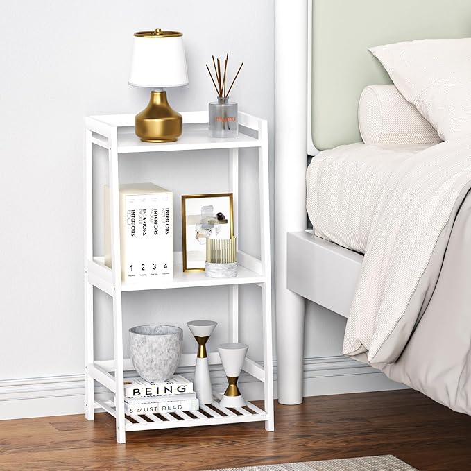 POXAKA 3 Tier Bamboo Bathroom Shelves, Ladder Shelf - Image 5