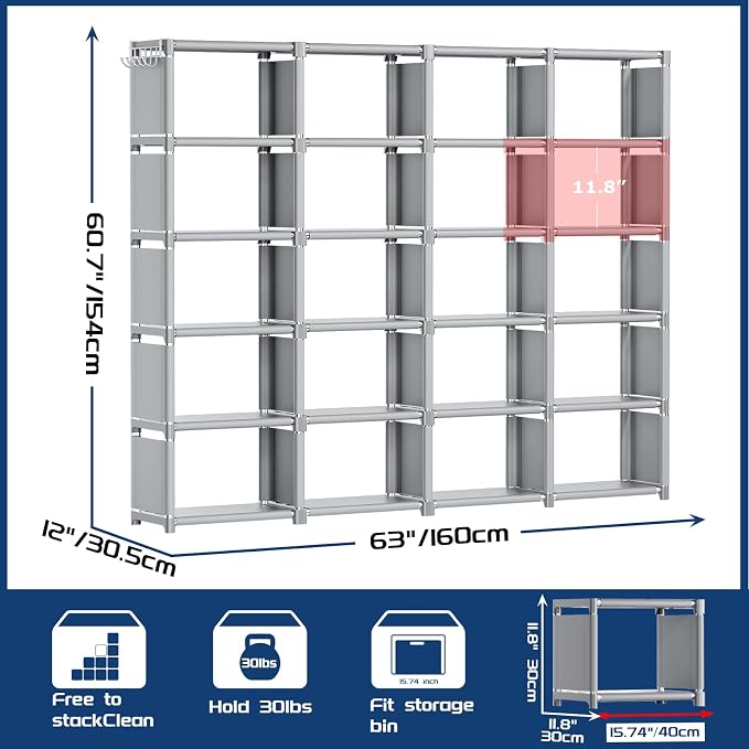 Mavivegue 20 Cube Book Shelf, Storage Organizer, Large DIY Bookcase, Metal Cube - Image 2