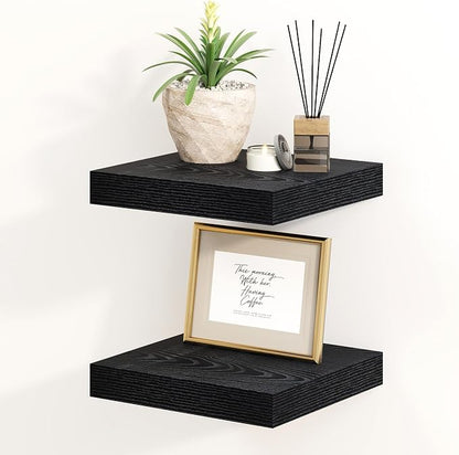 Fun Memories Black Floating Shelves 8 Inch Long, Small Deep Floating Shelf by FunMemories
