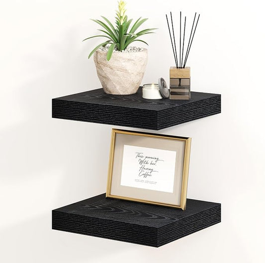 Fun Memories Black Floating Shelves 8 Inch Long, Small Deep Floating Shelf by FunMemories