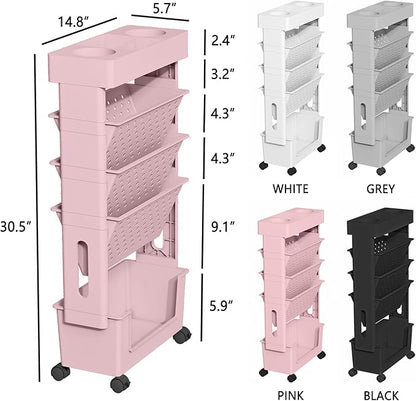 5-Tier Rolling Bookshelf Magazine Rack - Image 3