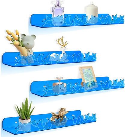 Floating Shelves for Wall, 4 Pack 15.7’’x 3.5’’Adhesive Acrylic Shelves by Alldomess
