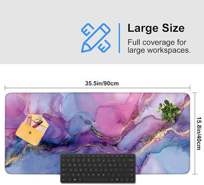 Purple Marble Ink Mouse Pad – Large Extended Desk Mat 35.43 x 15.75 in – - Image 3