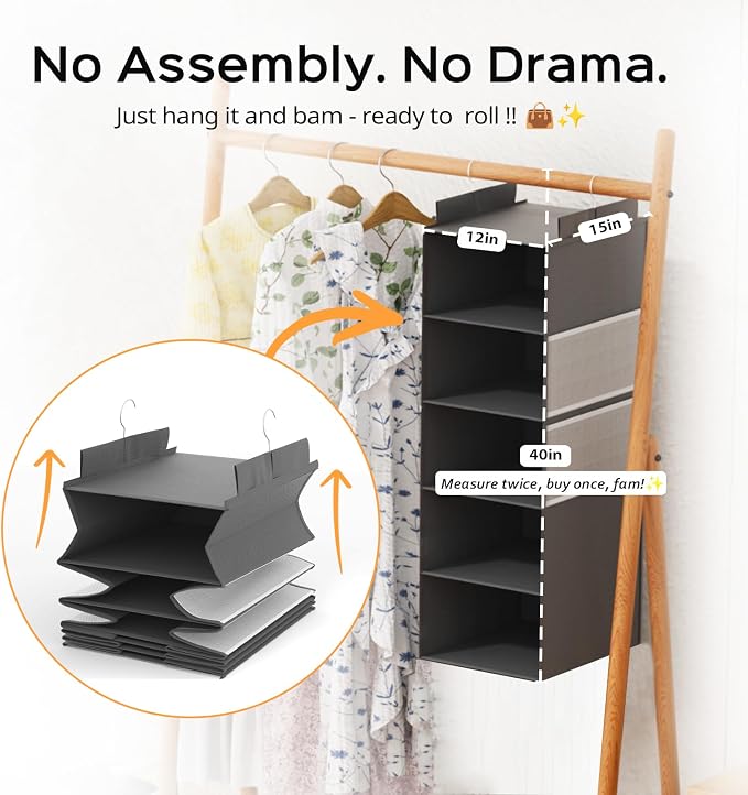 Deep Hanging Closet Organizers and Storage, Closet Hanging Storage Shelves - Image 4