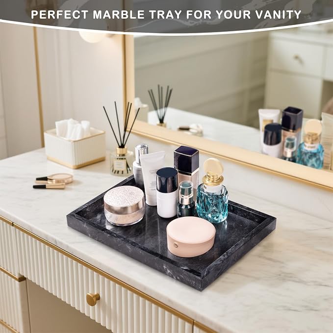 Marble Bathroom Tray for Countertop & Home Decor, Natural Decorative Marble - Image 7