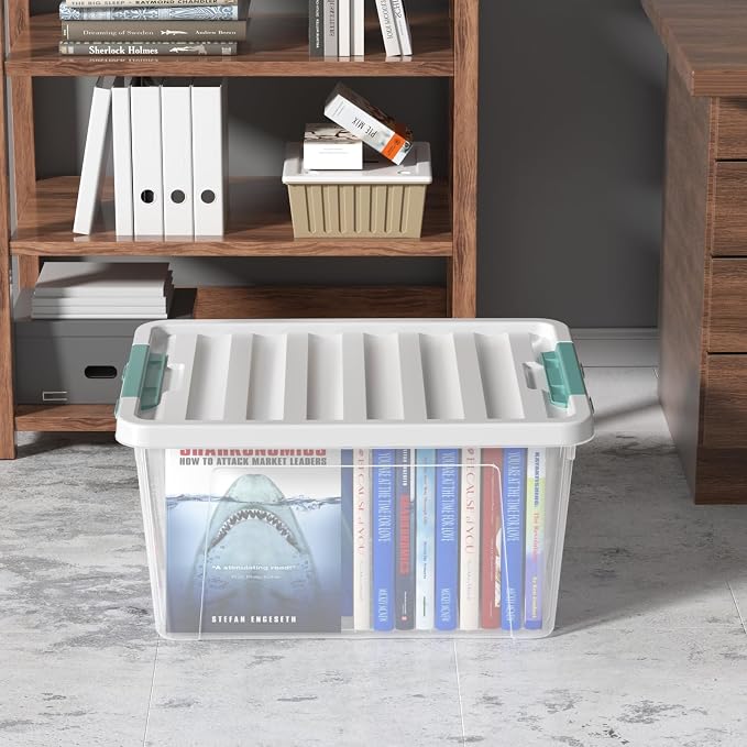 Gainhope 6 Pack 35 L Clear Plastic Storage Bin, Latch Storage Box - Image 5