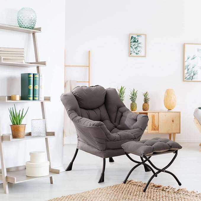 LITA Lazy Chair with Ottoman, Modern Accent Leisure Upholstered Lazy Sofa - Image 9