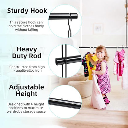 Hanging Closet Rod 31.89in Adjustable Height, Closet Extender Hanging Bar - Image 4