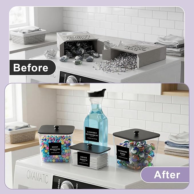 POLRAI Laundry Pod Containers and Dryer Sheet Holder and Laundry Detergent - Image 6