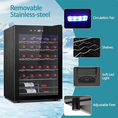 COWSAR 37 Bottle Wine Fridge, Freestanding Commercial Beverage Refrigerator - Image 8
