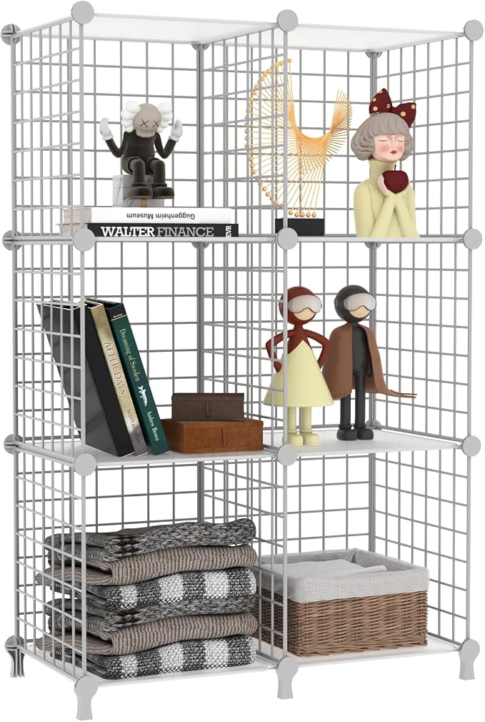 AWTATOS Wire 6 Cube Storage Organizer, Closet Storage Shelves Stackable | Metal by AWTATOS