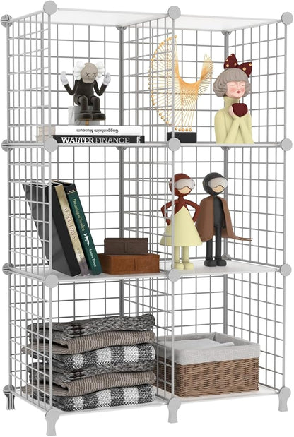 AWTATOS Wire 6 Cube Storage Organizer, Closet Storage Shelves Stackable | Metal by AWTATOS