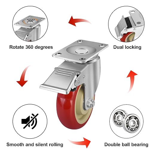 4 Inch Heavy Duty Swivel Caster Wheels - Image 3