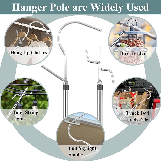 Clothes Hook Pole Heavy Duty, 32 to 80In Retail Clothing Hook Pole | Extra Long - Image 6