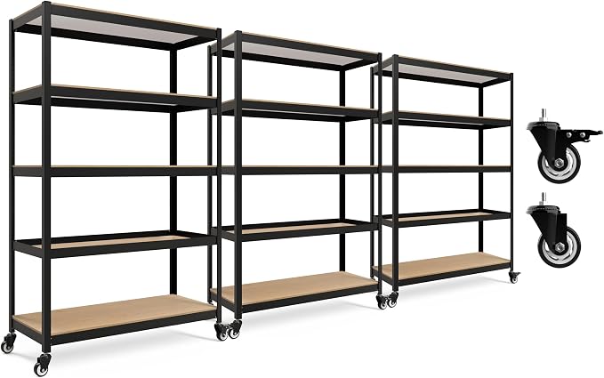 HOMEDANT House 5-Tier Metal Boltless Rolling Cart Shelf Rack Casters Heavy Duty by TheBestOrganizingSolution