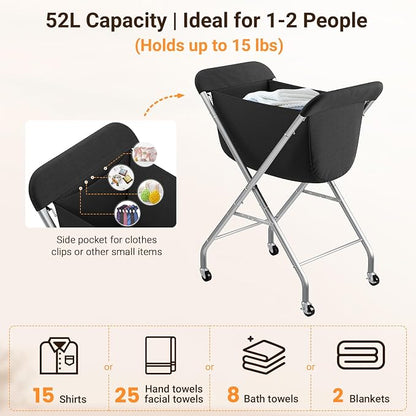 ELYKEN Laundry Basket with Wheels, Collapsible Laundry Hamper, Foldable Design - Image 6