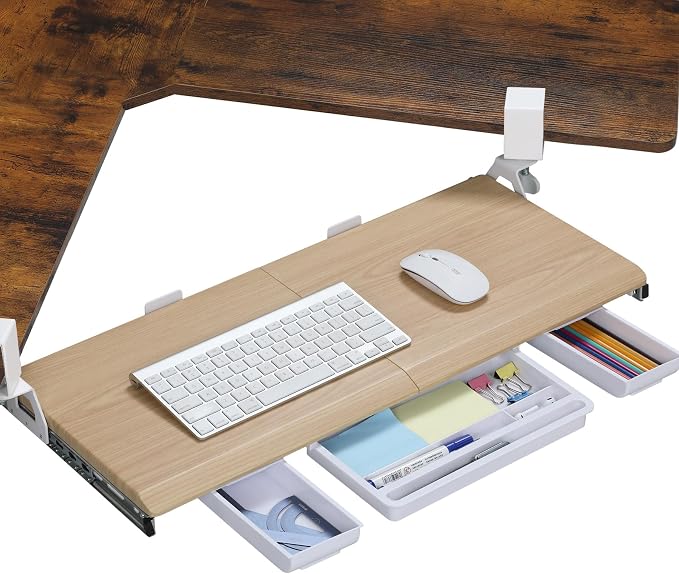 ETHU Keyboard Tray Under Desk, Ergonomic Corner Keyboard Tray by ETHU