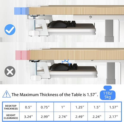 suptek Small Keyboard Tray Under Desk Pull Out - Image 7