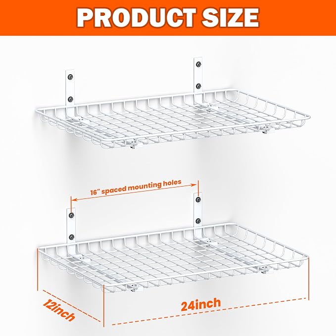 Ultrawall Wall Mounted Storage Shelf, Garage Shelves 24x12 Inch, Metal Shelf - Image 3