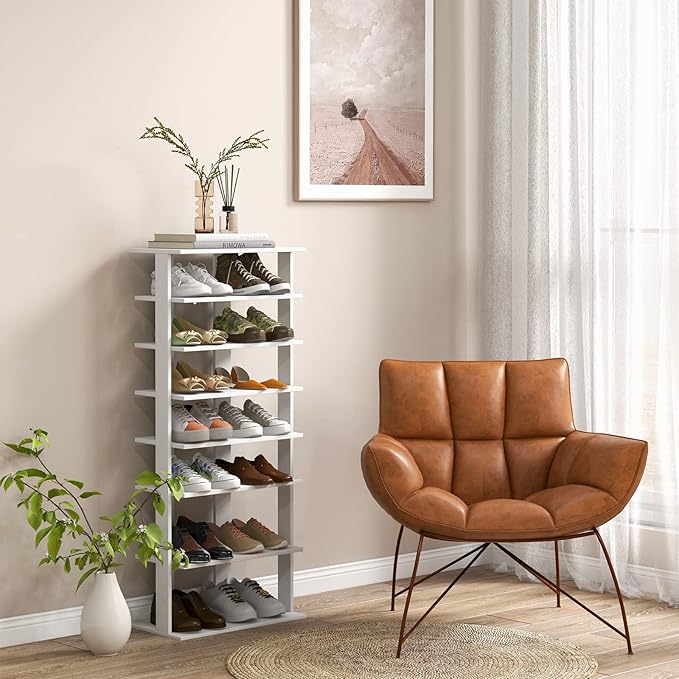 Tangkula 8-Tier Vertical Shoe Rack, Space-Saving Corner Shoe Organizer - Image 4