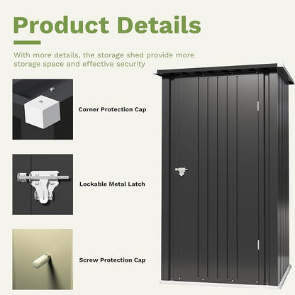 Devoko 3x3 FT Outdoor Storage Shed, Small Garden Tool Shed - Image 4