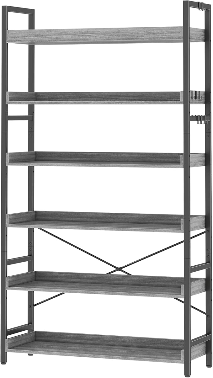 HCHQHS Bookshelf, Adjustable Industrial Bookcase, Vertical Tall Book Shelf by HCHQHS
