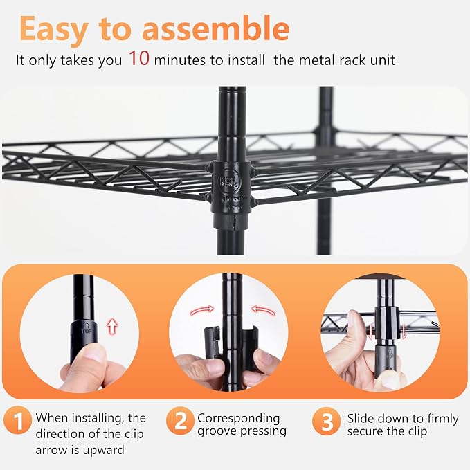 FDW 6 Tier Wire Shelving 17L x 12W x 64H Pantry Shelves Storage Rack Shelving - Image 4
