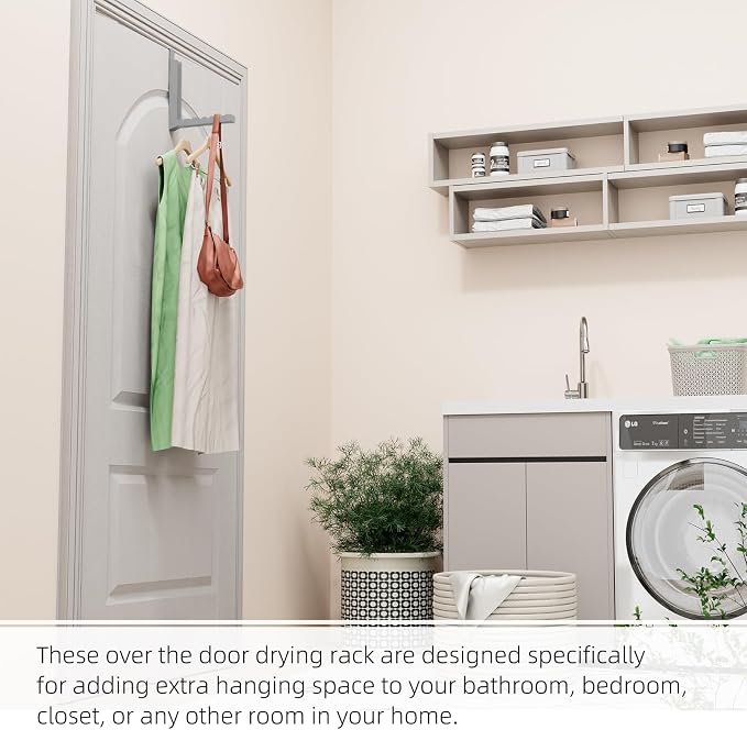 BAKON Over The Door Hanger Folding Clothes Drying Rack, Folding Hanging Coat - Image 5