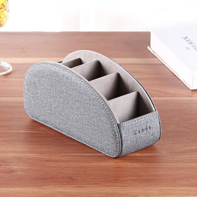 TV Remote Control Holder with 5 Compartments, Pu Leather Remote Caddy/Box/Tray - Image 5