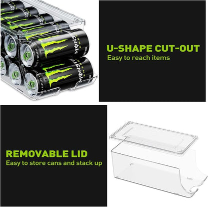 Soda Can Organizer for Refrigerator for Tall Cans of 16oz & 17oz, Stackable - Image 4