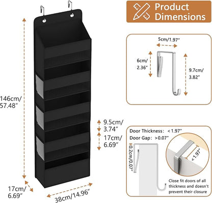 1 Pack 5-Tier Over the Door Organizer, Heavy-Duty Large Deep Pocket Hanging - Image 6