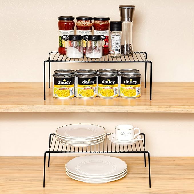 Kitchen Cabinet Organizer Shelf Rack Set of 2, Medium Metal Freezer Organizer - Image 2