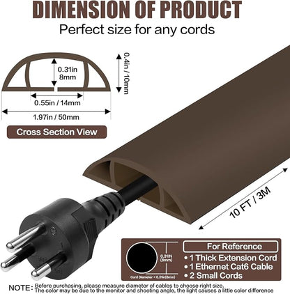 Floor Cord Cover Cable Cavity Self Adhesive Cord Hider Floor 10FT Floor Cable - Image 2