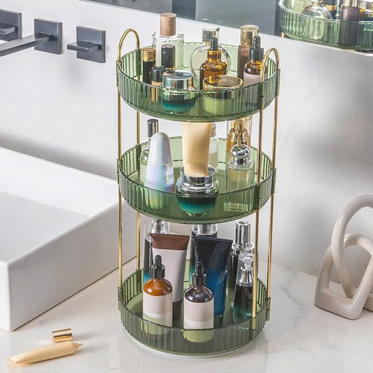 360° Rotating Makeup Organizer, Bathroom Make Up Spinning Holder Rack, Large by INVSSENEORGANIZERS