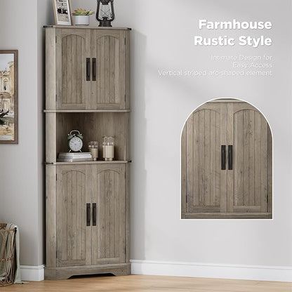 Maupvit Tall Corner Cabinet, Farmhouse Corner Storage Cabinet - Image 4