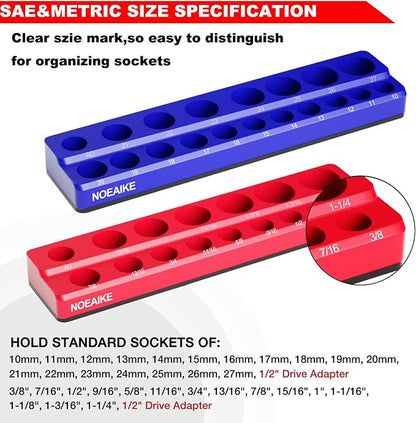 1/2 Inch Magnetic Socket Organizer, Holds 35 Pcs Standard Sockets - Image 2