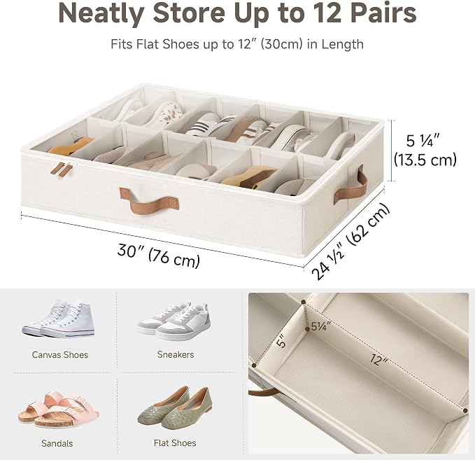 StorageWorks 2-Pack 24-Pair Under Bed Shoe Storage Organizer, 5.25" Height - Image 3