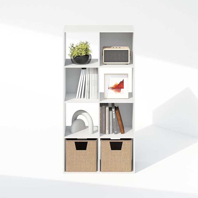 Furinno PELLI Book Shelf, 8-Cube Bookshelf, Horizontal Cube Storage Organizer - Image 6