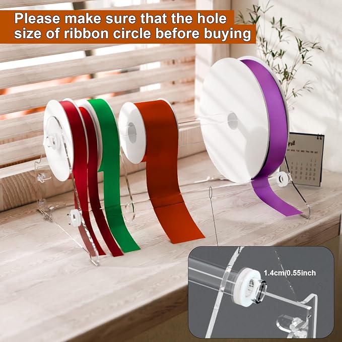 Homakover Acrylic Ribbon Storage Organizer, Wall Mounted or Desk Top, 2-Layer - Image 4
