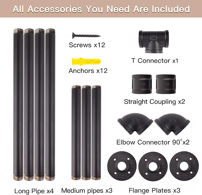 Clothes Hanger Pole Wall Mount, Clothes Rail Shelf Wardrobe Organizer - Image 7